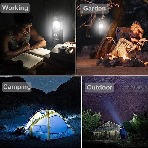 6 in 1 Multi-function Portable LED Camping Lantern With Fan of Large Size Solar Led fan