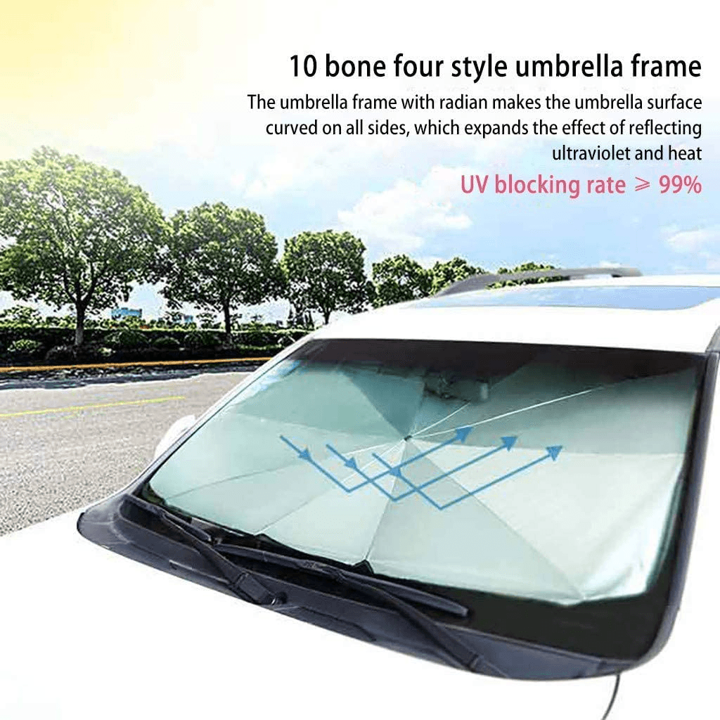 Car Umbrella Sun Shade Cover for Windshield UV Reflecting Foldable Front Car Sunshade Umbrella