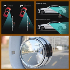 2 Pcs Car Round Mirror Original Glass Rear View Blind Spot Side Mirror Wide-angle 360 Lens