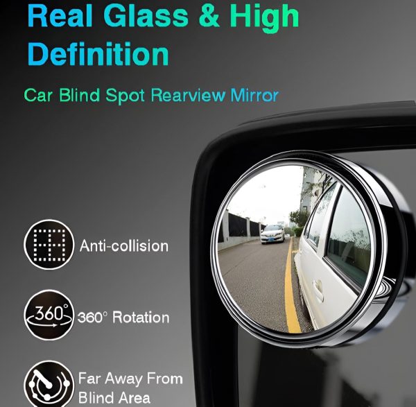 2 Pcs Car Round Mirror Original Glass Rear View Blind Spot Side Mirror Wide-angle 360 Lens