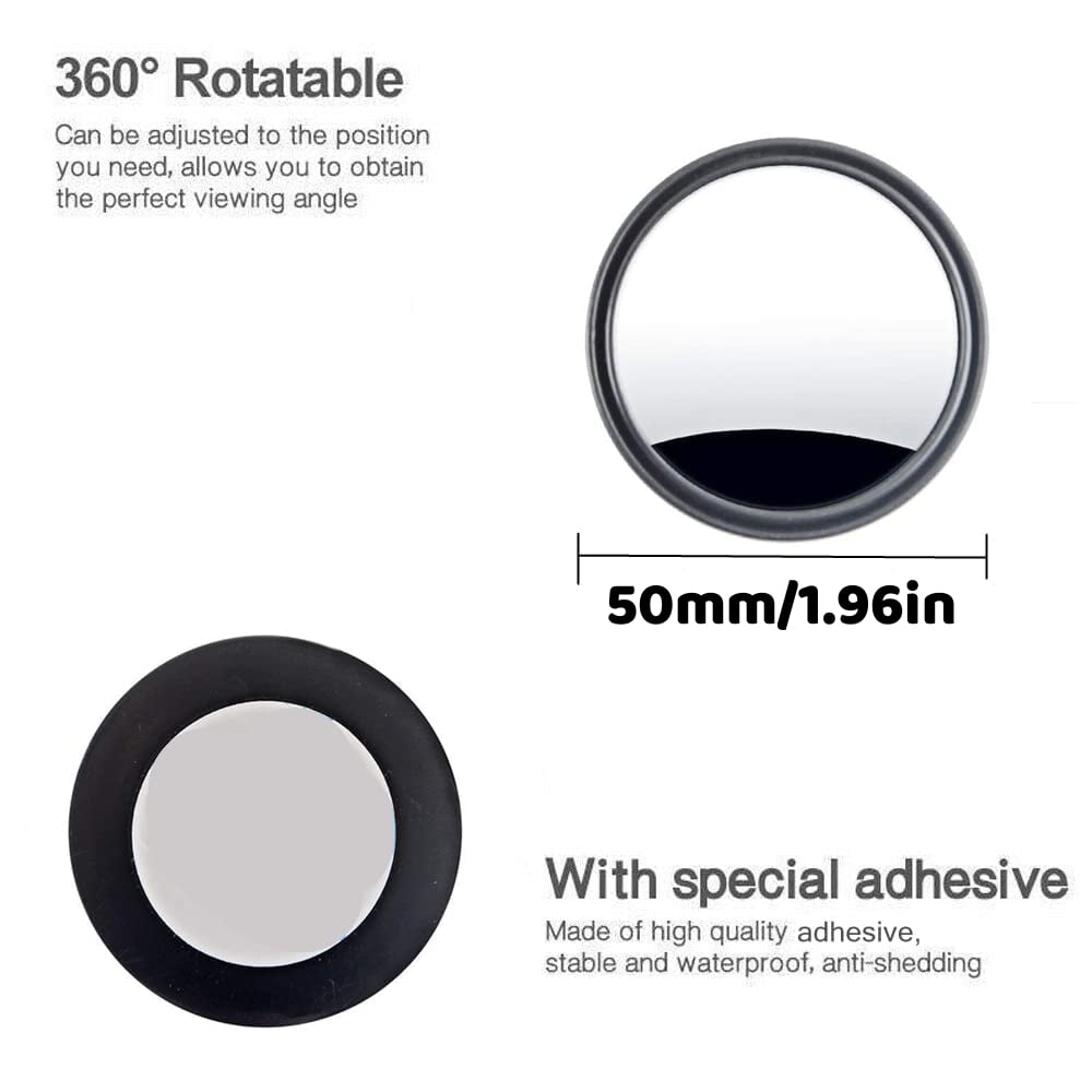 2 Pcs Car Round Mirror Original Glass Rear View Blind Spot Side Mirror Wide-angle 360 Lens