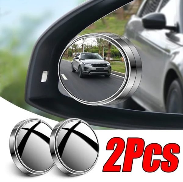 2 Pcs Car Round Mirror Original Glass Rear View Blind Spot Side Mirror Wide-angle 360 Lens