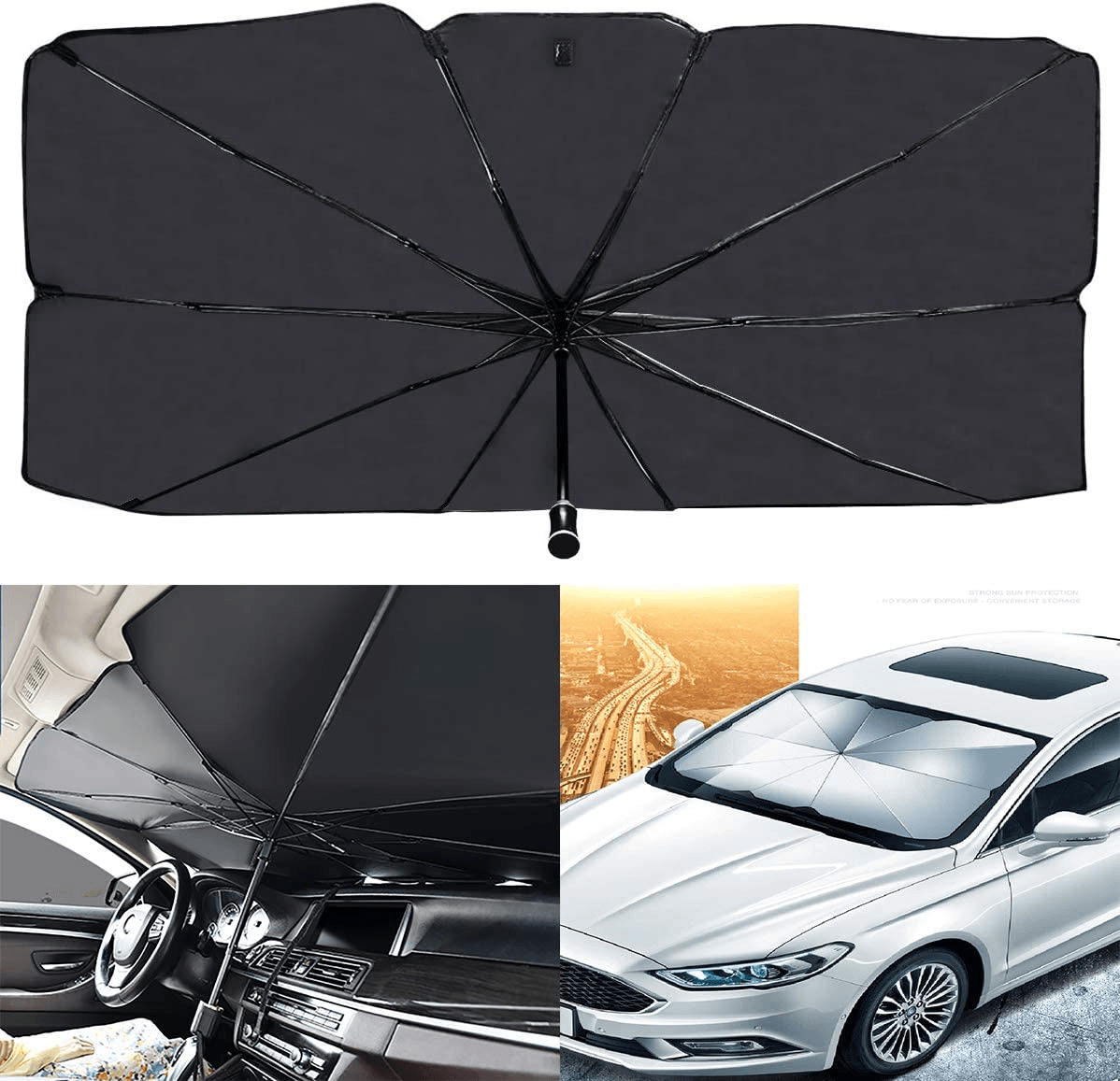 Car Umbrella Sun Shade Cover for Windshield UV Reflecting Foldable Front Car Sunshade Umbrella